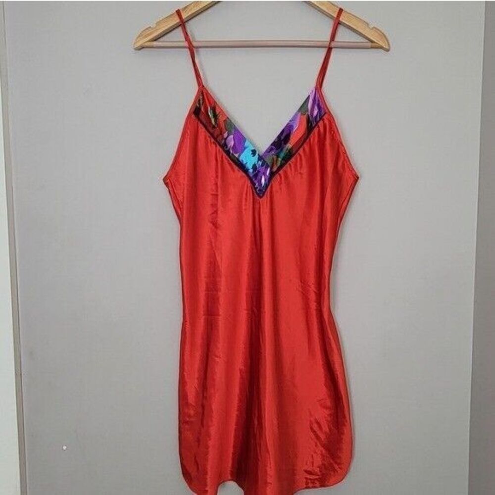 Vintage Y2K Lucie Ann II Lingerie Red Slip Nightie Dress M